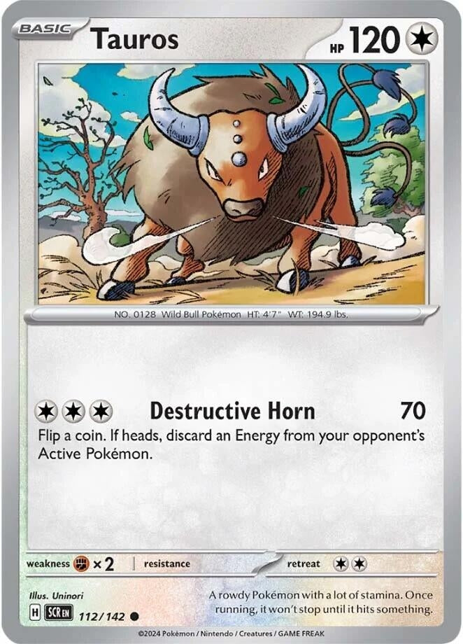 Tauros (112/142) (Reverse Holofoil) [SV07: Stellar Crown]