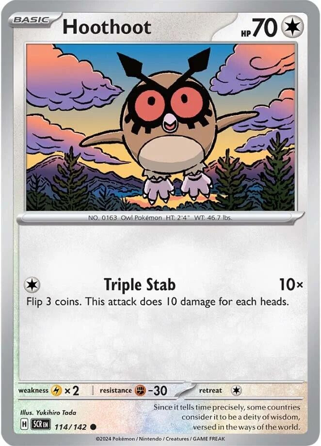 Hoothoot (114/142) (Reverse Holofoil) [SV07: Stellar Crown]