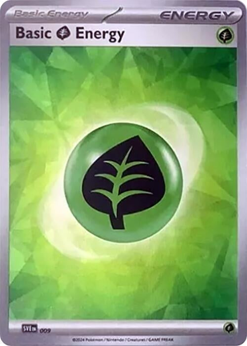 Basic Grass Energy (Cracked Ice Holo) (009) (Holofoil) [SVE: Scarlet & Violet Energies]