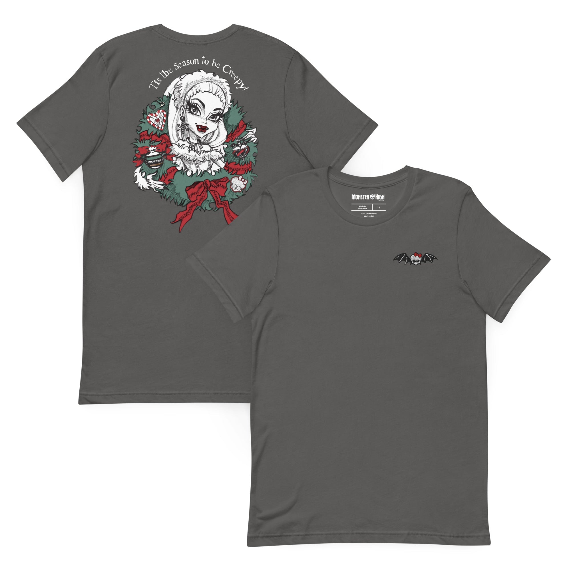 Monster High Tis the Season Embroidered Gray T-Shirt